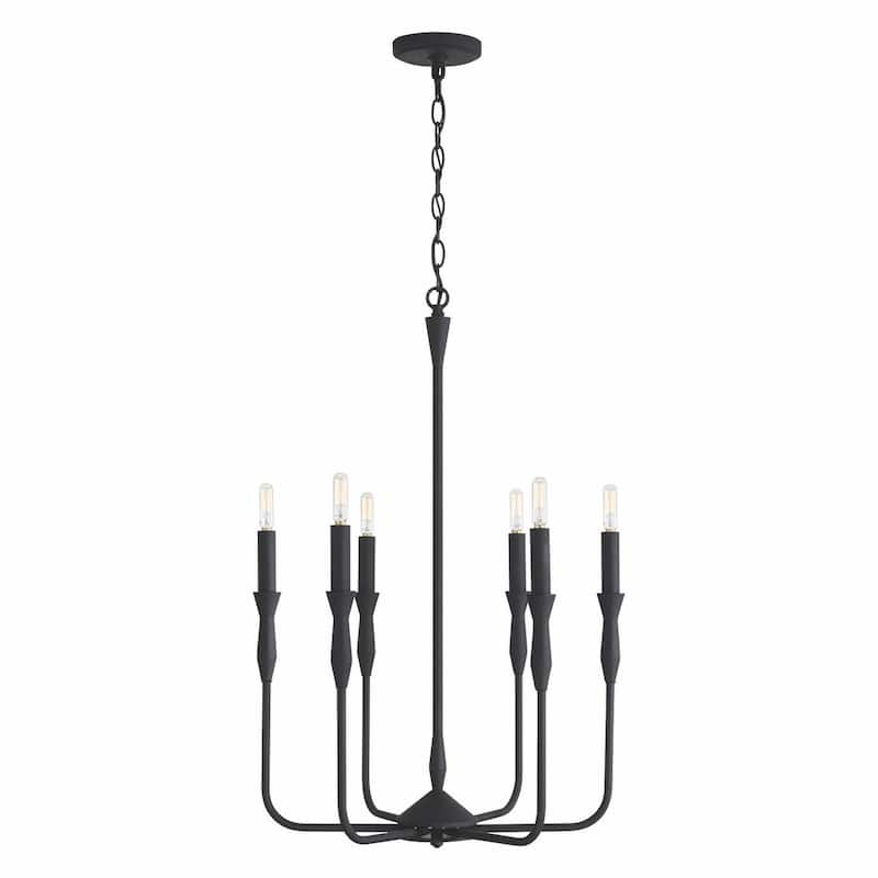 Paloma 6-light Hanging Chandelier - 30.25"H x 20"W - Textured Black
