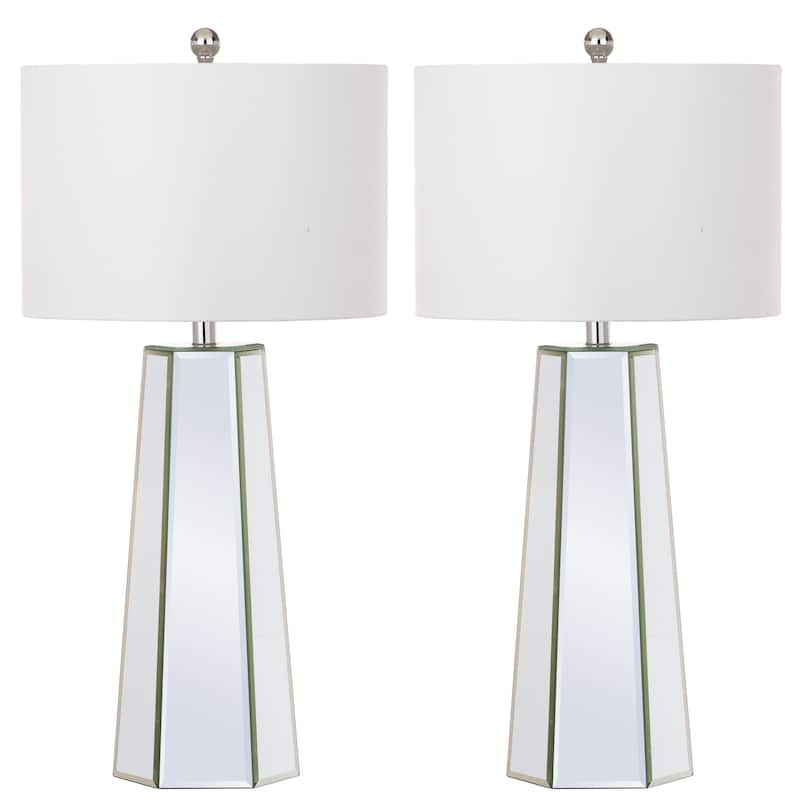 SAFAVIEH Lighting Sasha 32-inch Clear/ Off-White Table Lamp (Set of 2) - 15"x15"x31.5" - 15Wx15Dx32H