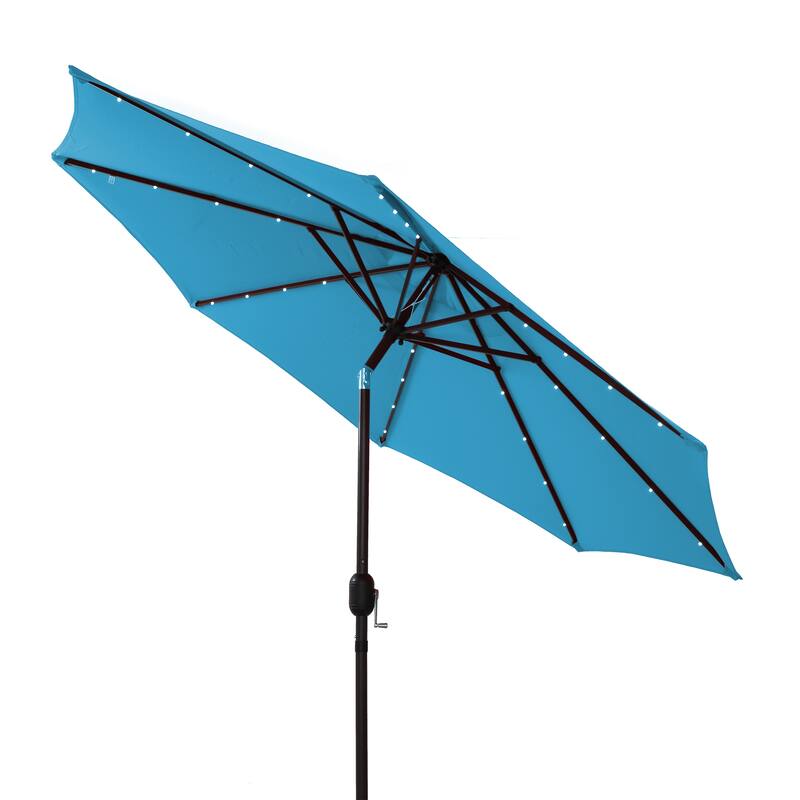 9Ft Patio Market Umbrella with 32 LED Round Solar