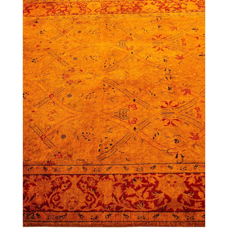 Overton Hand Knotted Wool Vintage Inspired Modern Contemporary Overdyed Orange Area Rug - 4' 1" x 6' 2"