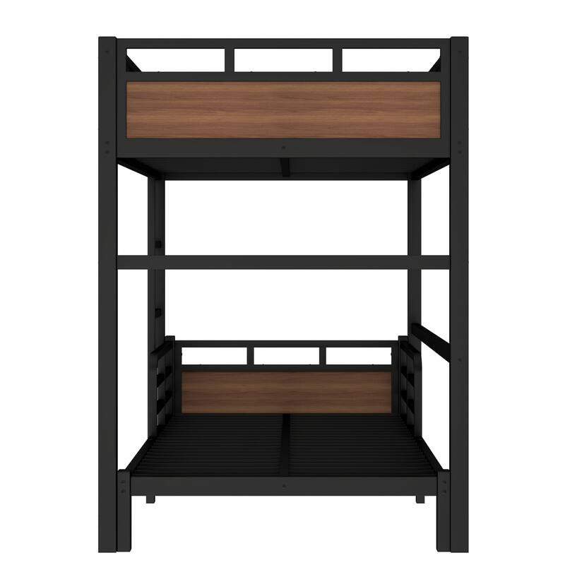 Twin XL over Twin XL Metal Bunk Bed/Metal Loft Bed and Metal Platform Beds,with raised security fence