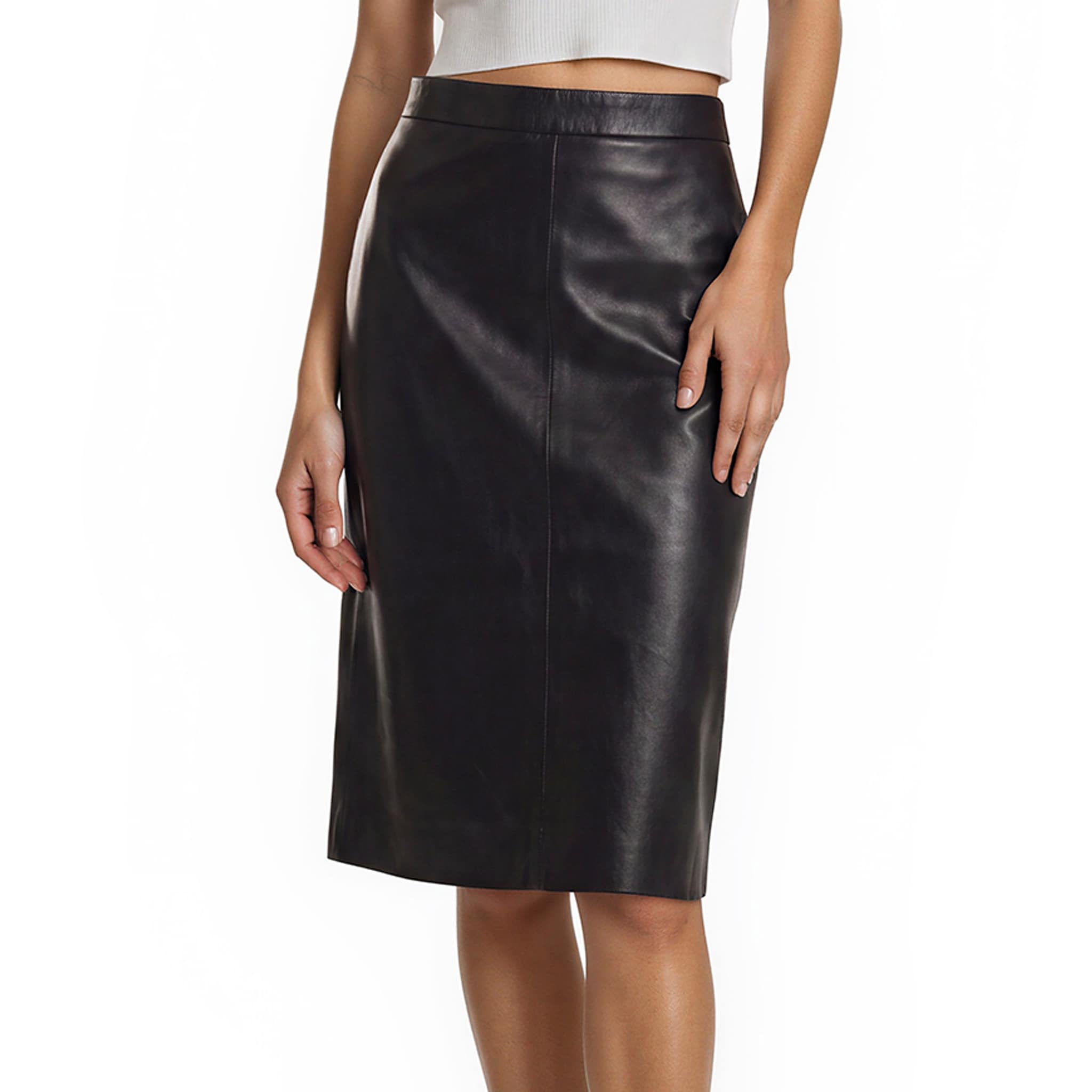 Saint Laurent Leather Pencil Skirt - F40