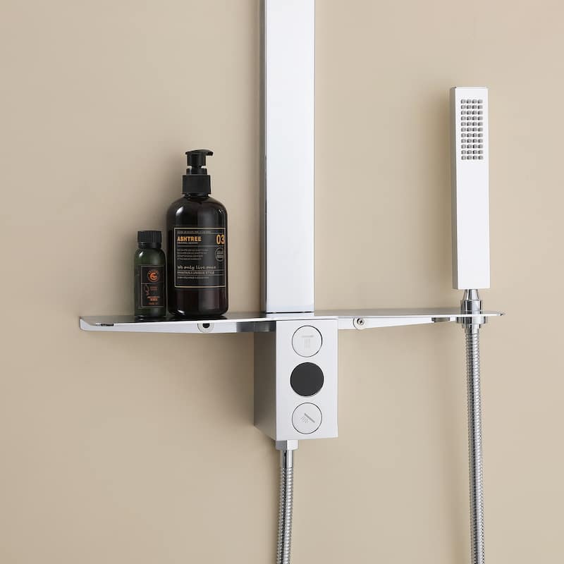 36"H Stainless Steel Exposed Rain Shower System With Handheld Shower (Valve Not Included)