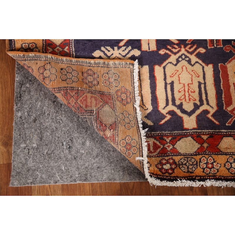 Navy Meshkin Persian Vintage Runner Rug Hand-knotted Wool Carpet - 4'3"x 10'0"