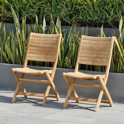 Tottenville Teak Folding Patio Chairs (Set of 2) by Havenside Home - 2 Piece