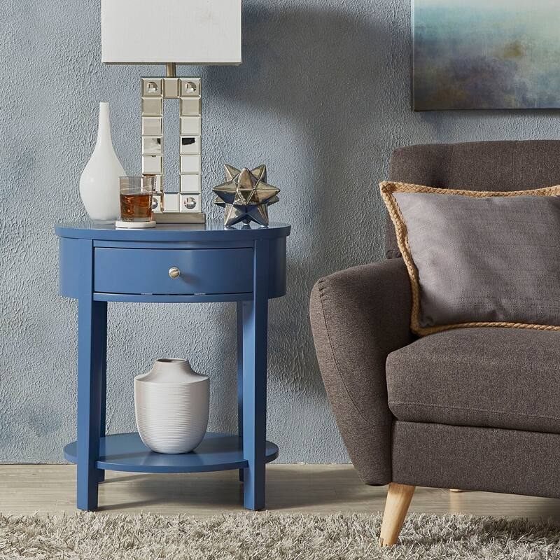 Fillmore 1-Drawer Oval Wood Shelf Accent End Table by iNSPIRE Q Modern
