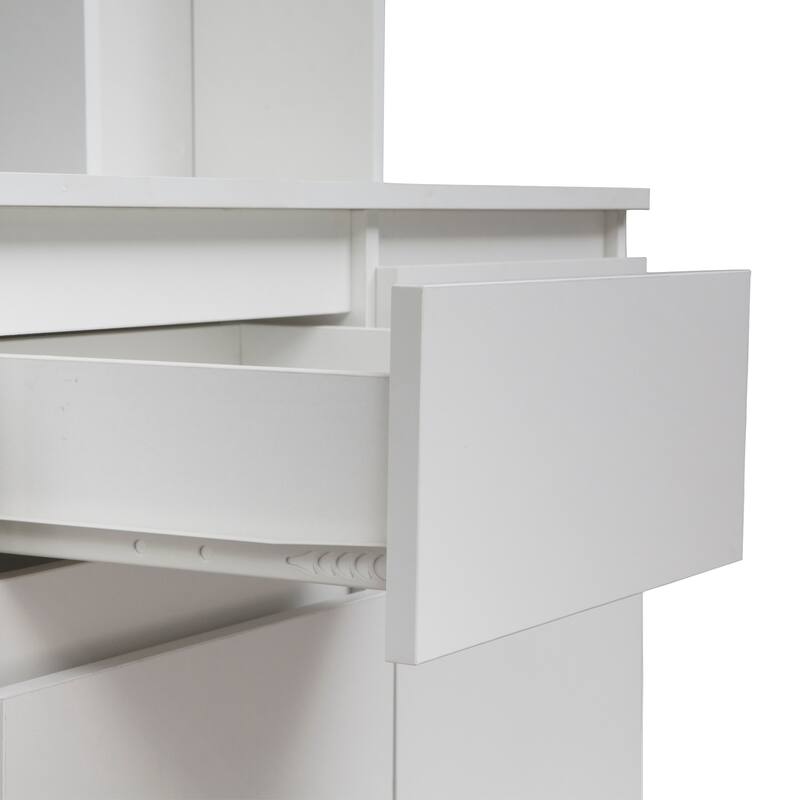 Roomfitters 74" Kitchen Pantry Cabinet with Charging Station & USB Ports, Large Food Storage Cupboard, Microwave Stand