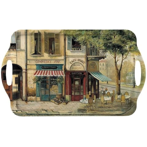 Pimpernel Parisian Scene Collection Large Melamine Handled Tray - 19.25 x 11.5 Inch