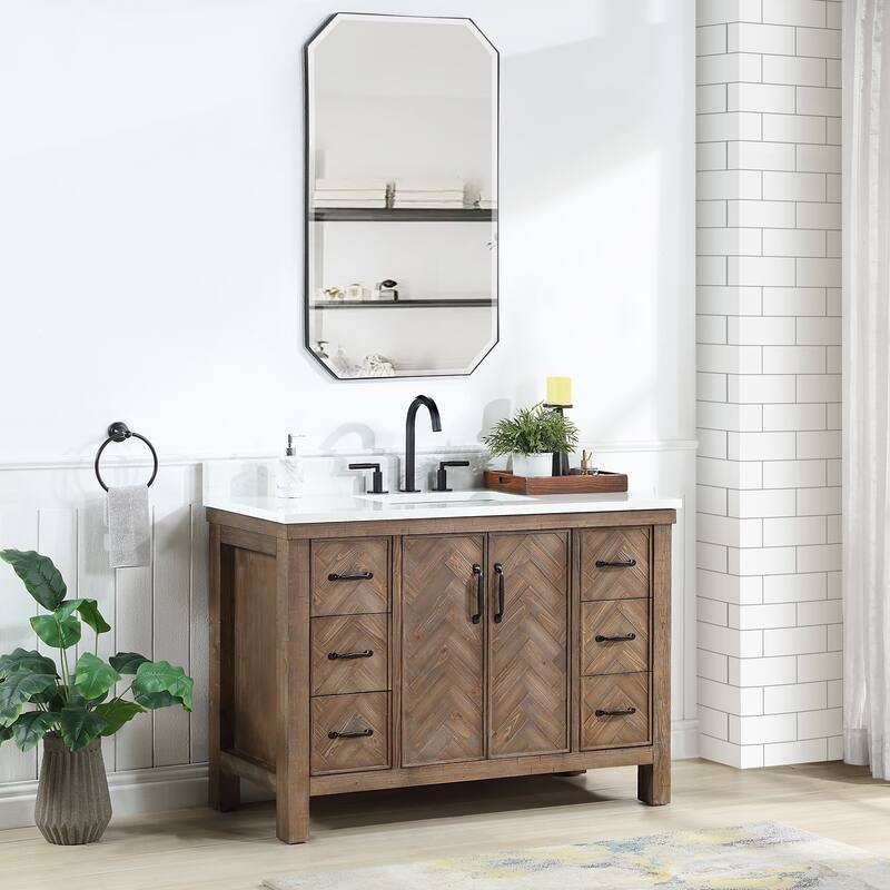 Javier Bath Vanity with Composite Stone Top and Mirror