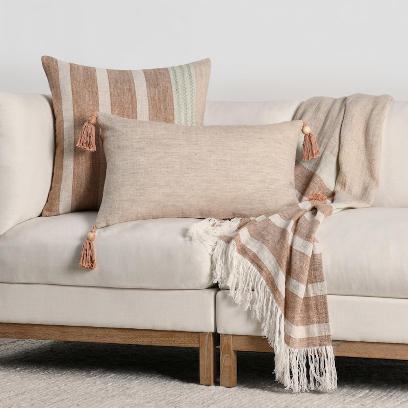 Villa by Classic Home Cherry 22" Belgian Linen Blend Throw Pillow
