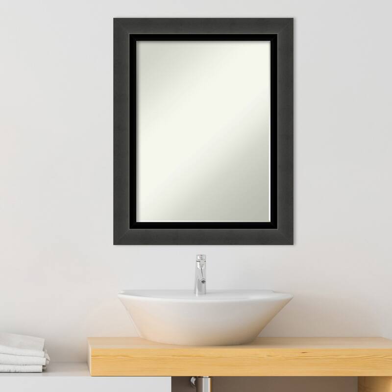 Petite Bevel Bathroom Wall Mirror - Tuxedo Black Frame - Tuxedo Black - 23 x 29 in