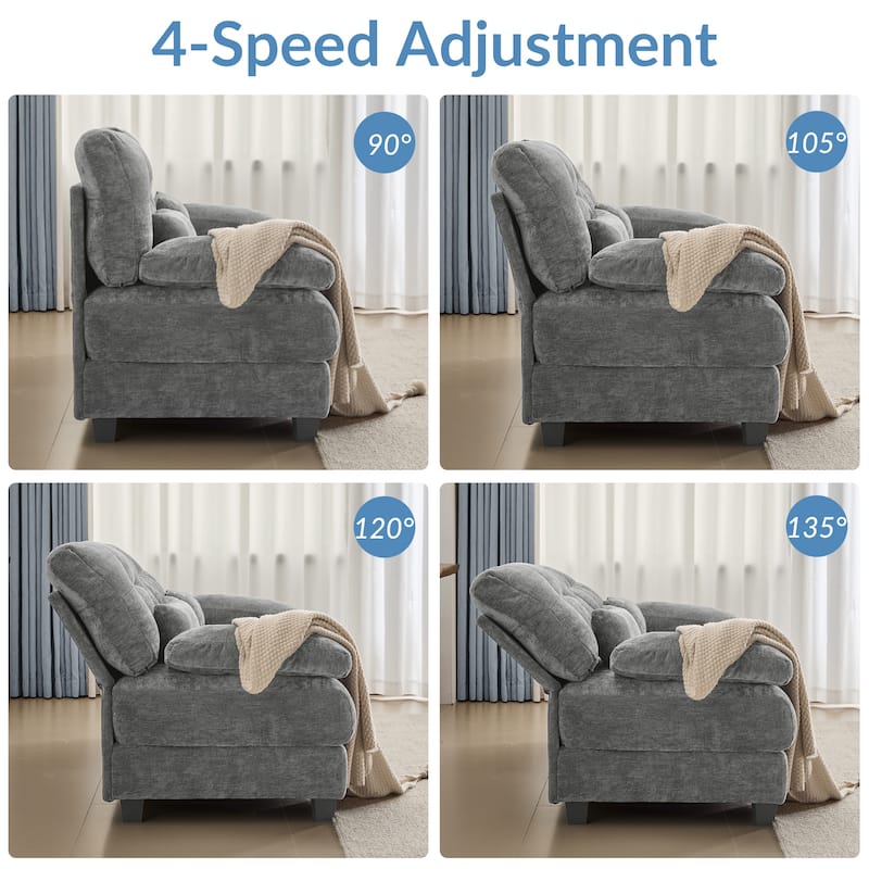 67-Inch Chenille Loveseat Sofa with 4-Position Adjustable Backrest, 2 Throw Pillows, 2-Seater Sofa Couch for Livingroom Apatment