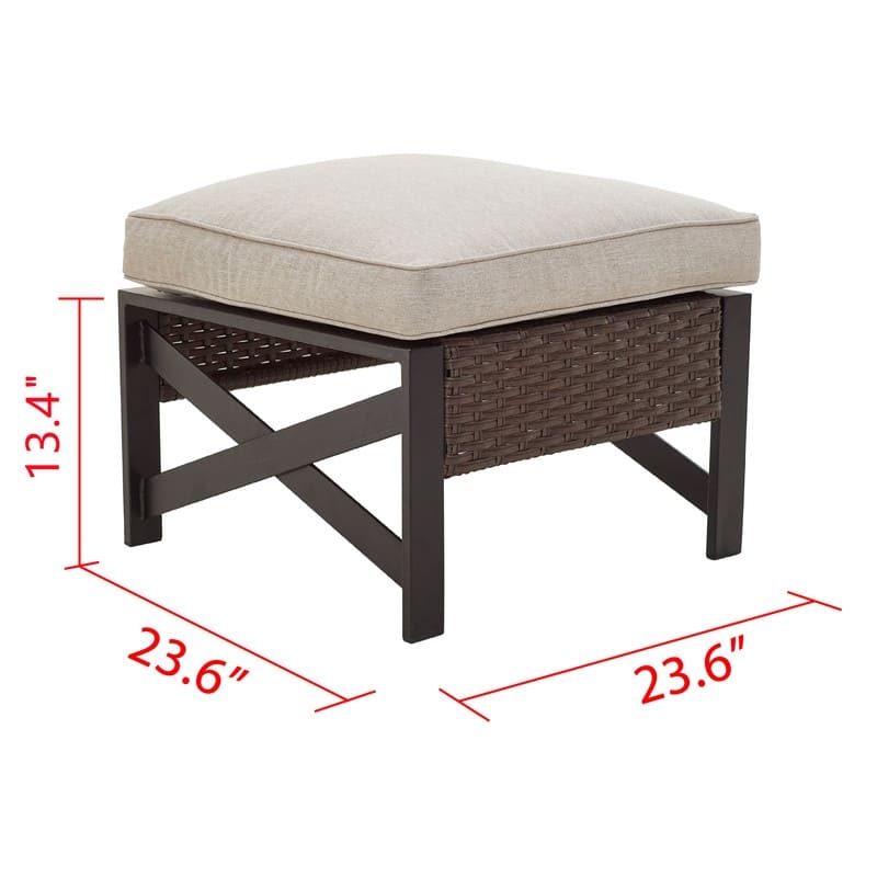Patio Festival Outdoor Wicker Metal X-Arm Collection Ottoman with Cushion