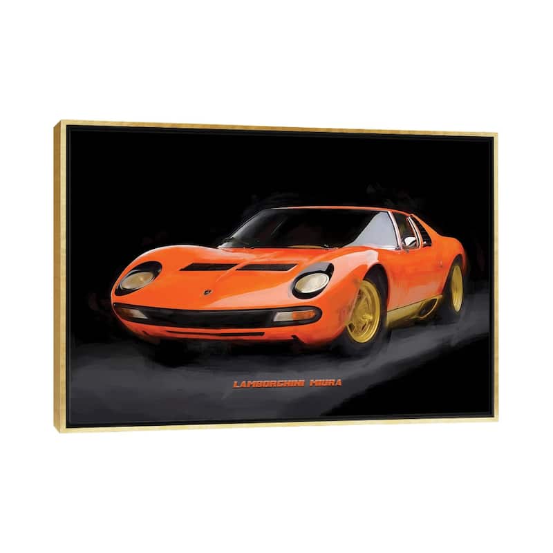 iCanvas "Lamborghini Miura In Watercolor" by Paul Rommer Framed Canvas Print - Gold - 32x48
