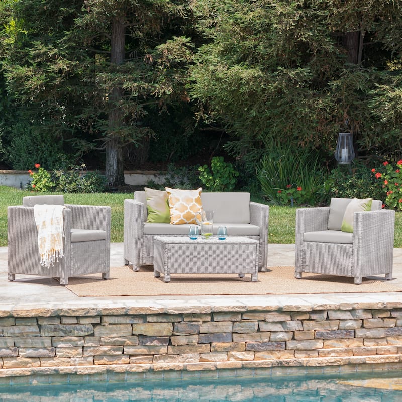 Puerta Outdoor 4-piece Patio Chat Set by Christopher Knight Home