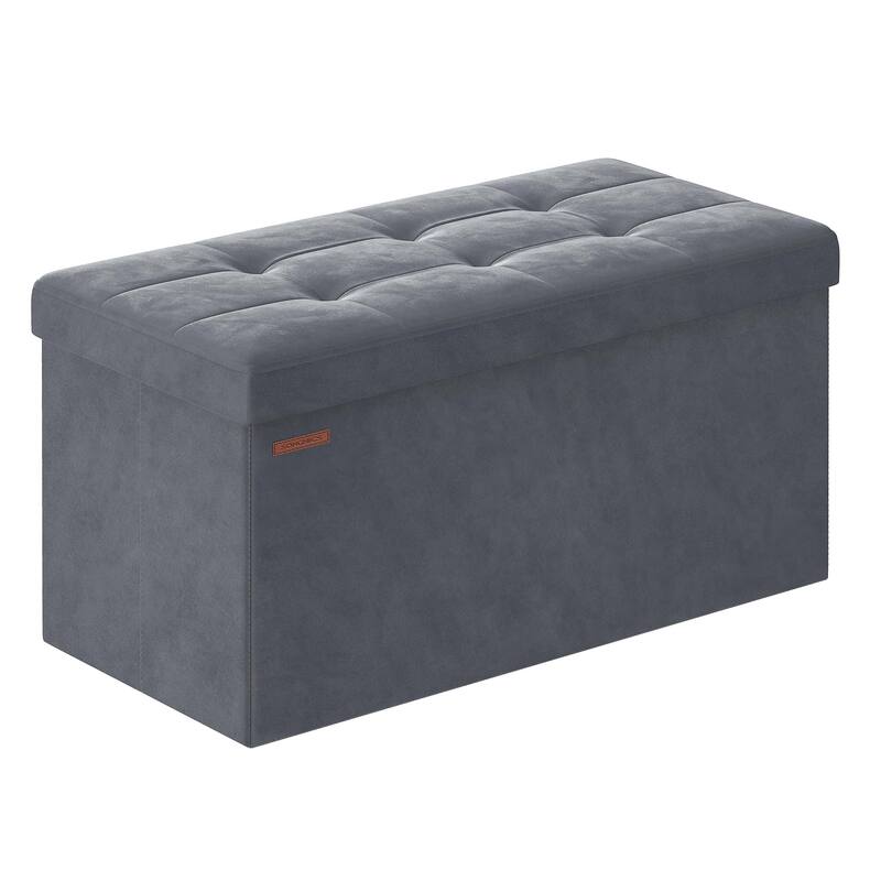 Storage Ottoman, Foldable Velvet Storage Bench, 2 Extra Storage Boxes, 15 x 30 x 15 Inches, 660 lb Load Capacity, for Entryway