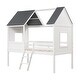 preview thumbnail 3 of 7, Twin Size Kids House Bed Low Loft Bed Frame with Roof