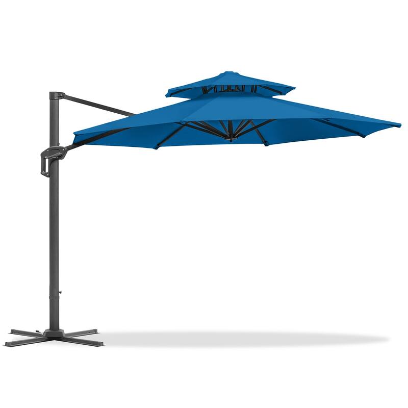 12FT Offset Patio Cantilever Umbrella with 360° Rotation