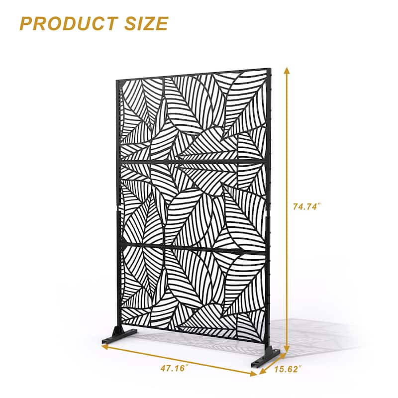 Free Standing Metal Privacy Screen Panel Decorative Outdoor Privacy Screen - 72"H x 47"W