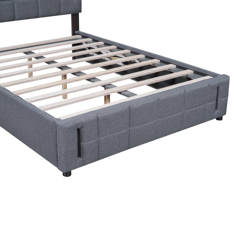 Queen Size Upholstered Bed with Hydraulic Storage System