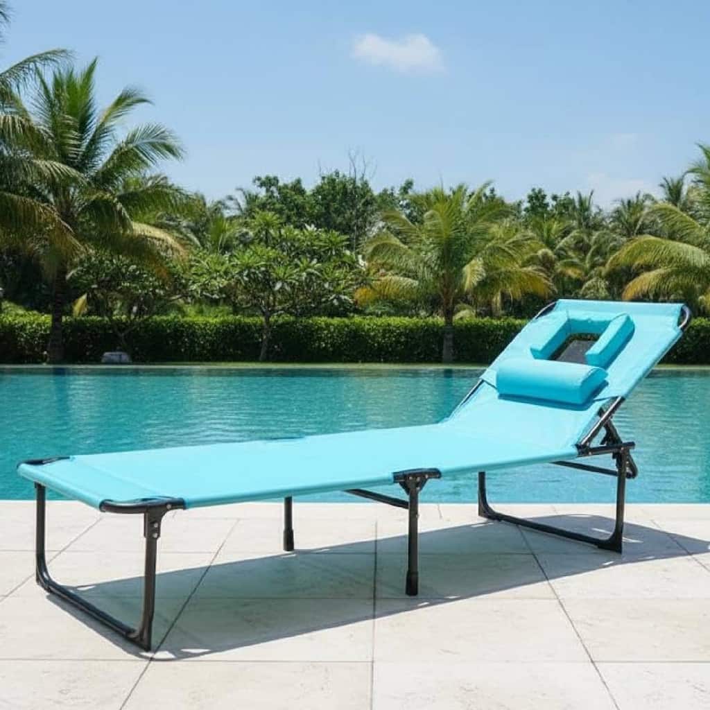 Beach Lounge Chair, Portable Face Down Chaise Lounge Chair for Outdoor Backyard Poolside,Beach, Patio