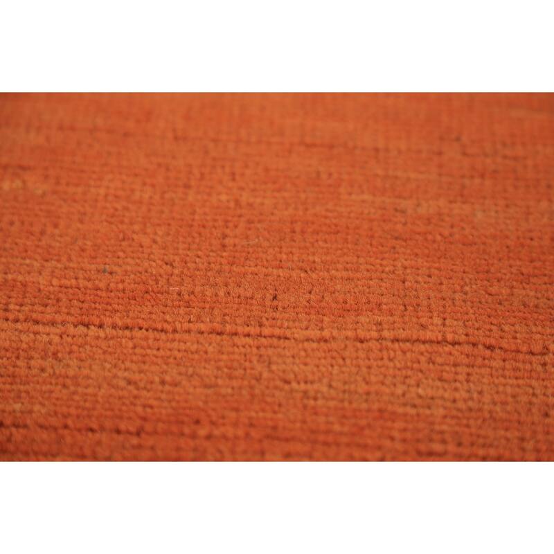Orange Modern Gabbeh Oriental Area Rug Solid Hand-Knotted Wool Carpet - 5'3" x 7'11"