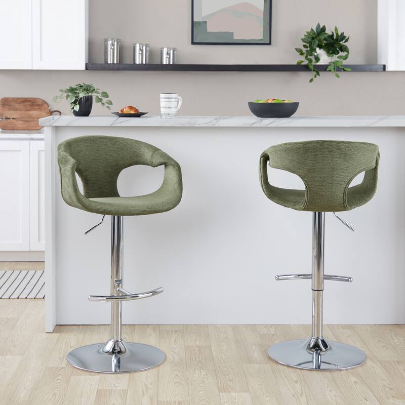 Porch & Den Saurya Adjustable Bar Stool with Rounded T Footrest (Set of 2)