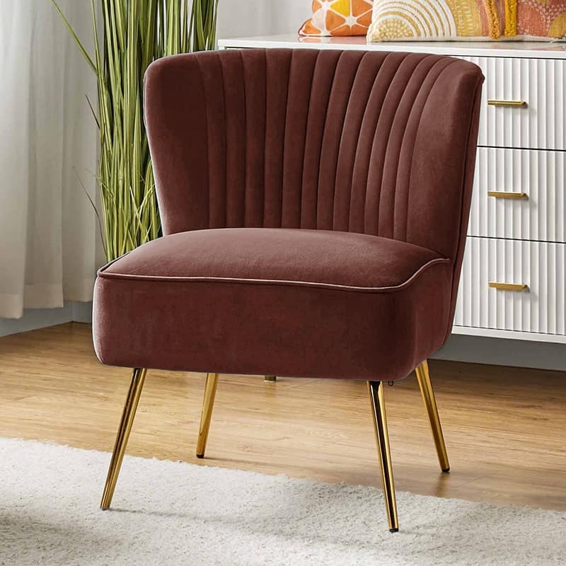 Monica 22''W Upholstered Modern Tufted Accent Side Chair with Gold Legs by HULALA HOME