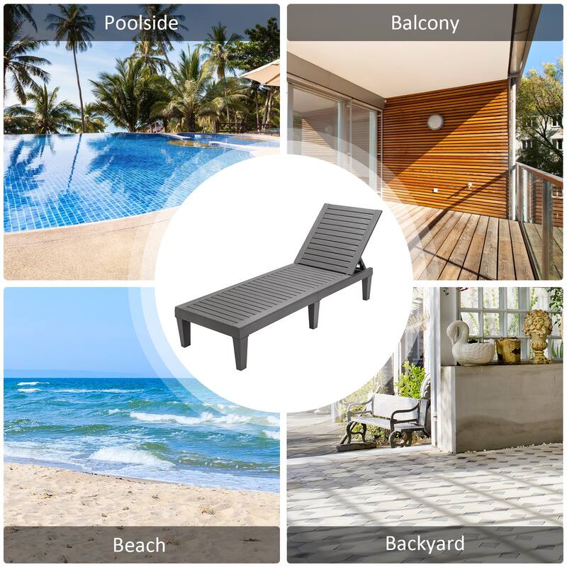 Gymax Patiojoy 2 PCS Lounge Chair Chaise Recliner Weather Resistant