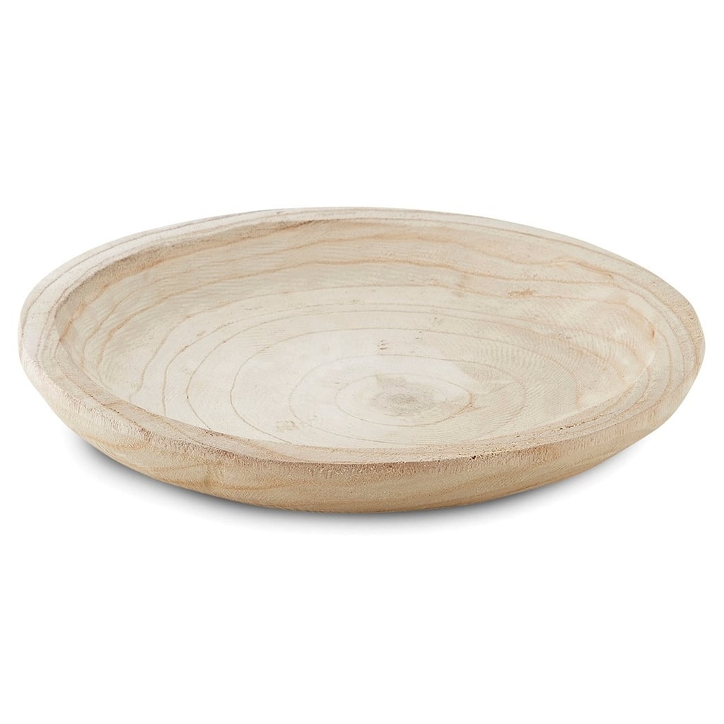 Curata Natural Finish Hand-Carved Medium Paulownia Wood Bowl