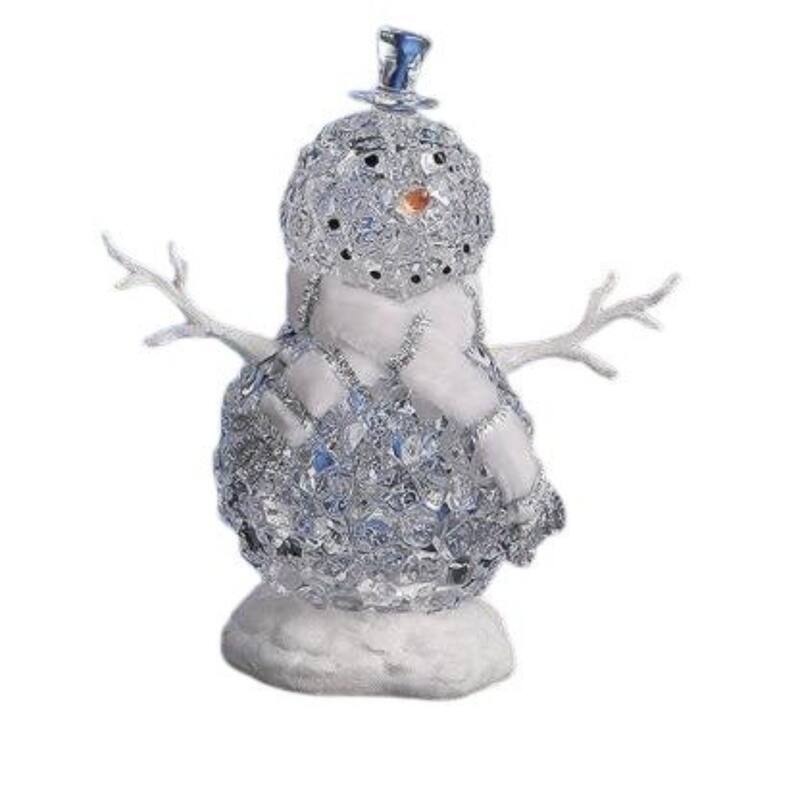 2 Icy Crystal Illuminated Christmas Ice Cube Snowman Figures 12.5"