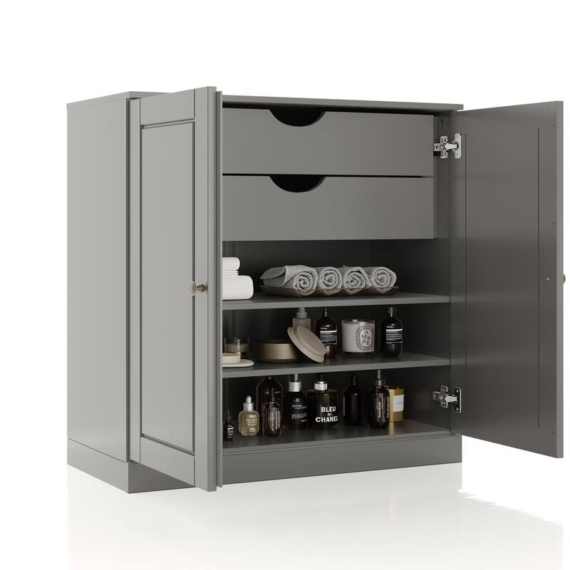 Palace Imports 100% Solid Wood 32" Bathroom Cabinet with Solid Doors, 2-Drawers and Adjustable Shelves