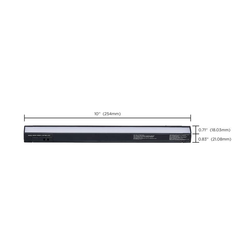 4 Watt 10-Inch LED Under Cabinet 30K/40K/50K CCT Selectable Black Finish