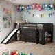 preview thumbnail 2 of 25, Modern Twin Size Low Loft Bed with Cabinets,Shelves and Slide For Bedroom,Kids