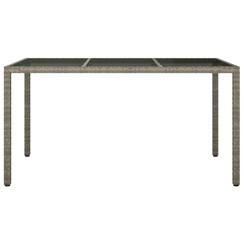 vidaXL Patio Table Tempered Glass and Poly Rattan Table 35.4"/59" Multi Colors