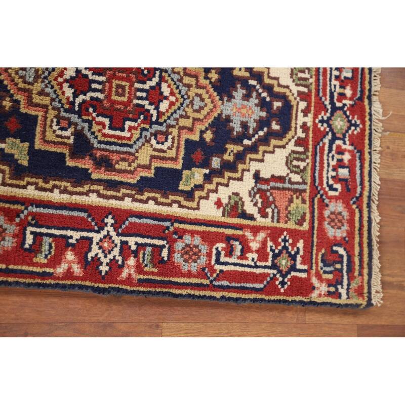 Navy Blue Heriz Serapi Indian Accent Rug Handmade Foyer Wool Carpet - 2'0" x 3'0"