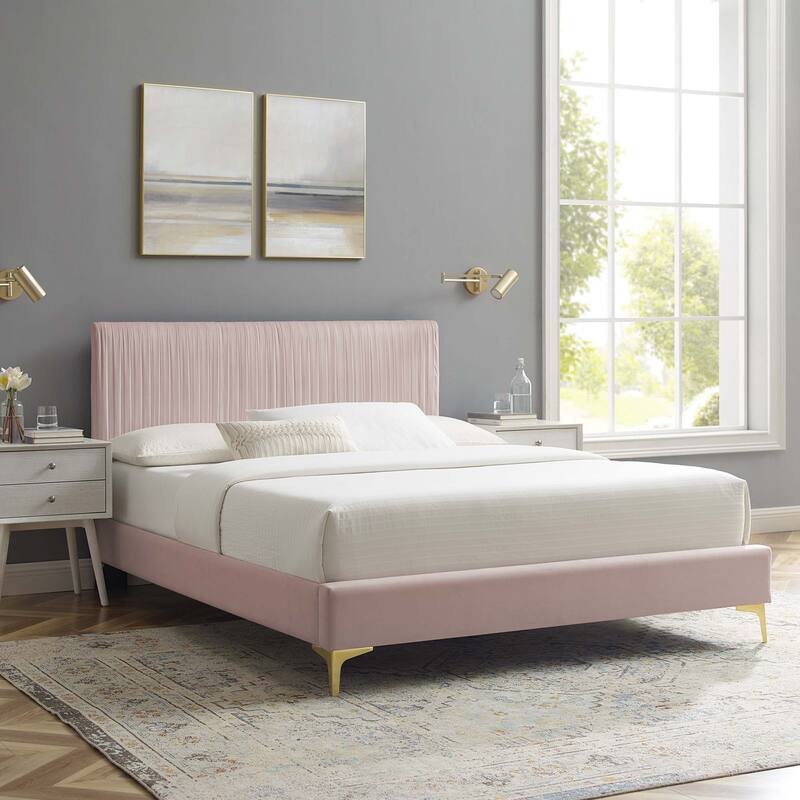 Peyton Performance Velvet Queen Platform Bed