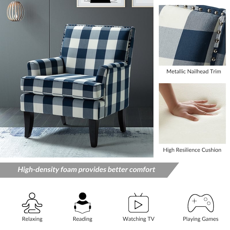 Akorda Classic Armchairs with Nailhead Trim and Solid Wood Legs Set of 2 by HULALA HOME