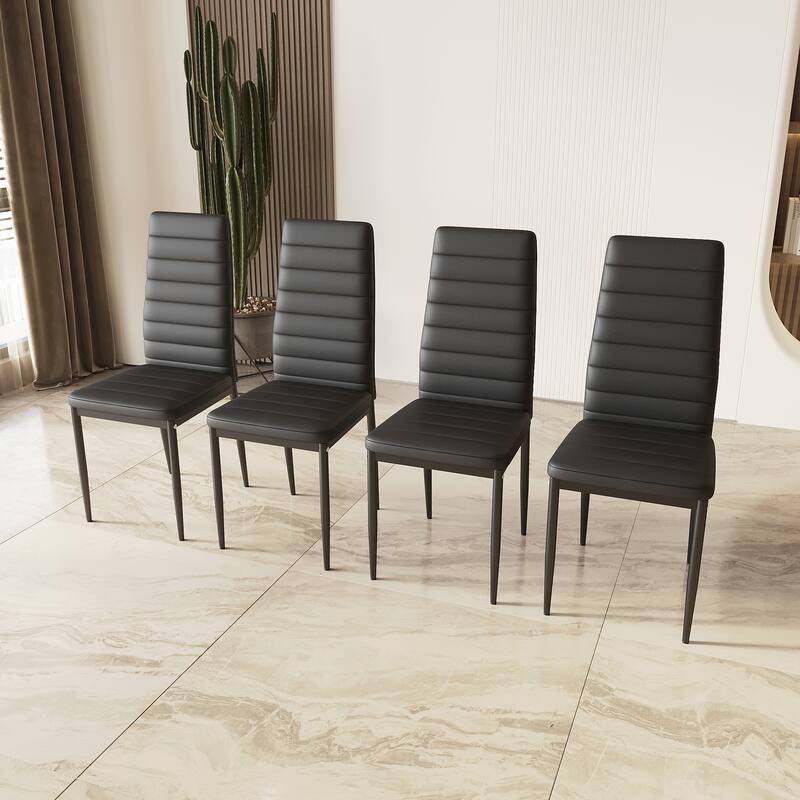 Modern Faux Leather Upholstered Dining Chair (Set of 4) - Black