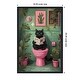 preview thumbnail 10 of 11, Bathroom Cat No 4 by The Art Concept Framed Canvas Wall Art Print - Sylvie Beaded Black 16 x 23 in