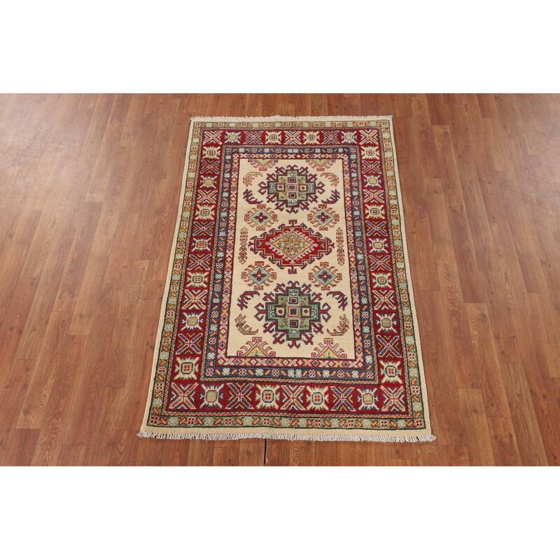 Kazak Foyer Rug Hand-Knotted Wool Carpet - 3'2" x 5'2"
