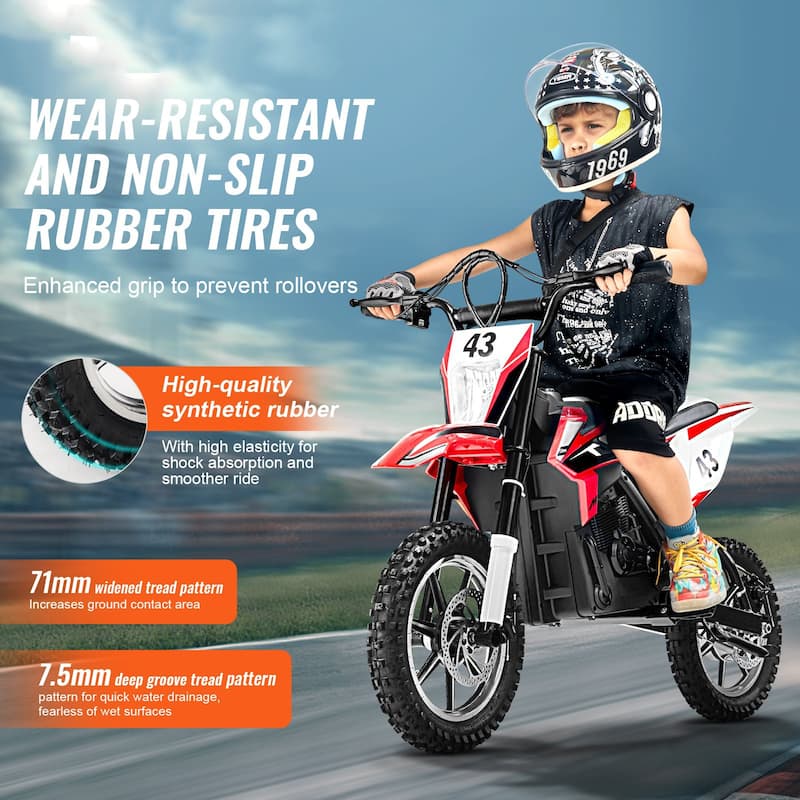 36V Ride On Motorbike for Kids 14 Plus LED Lights Music USB Port - 48.03 x 25.2 x 33.07 in