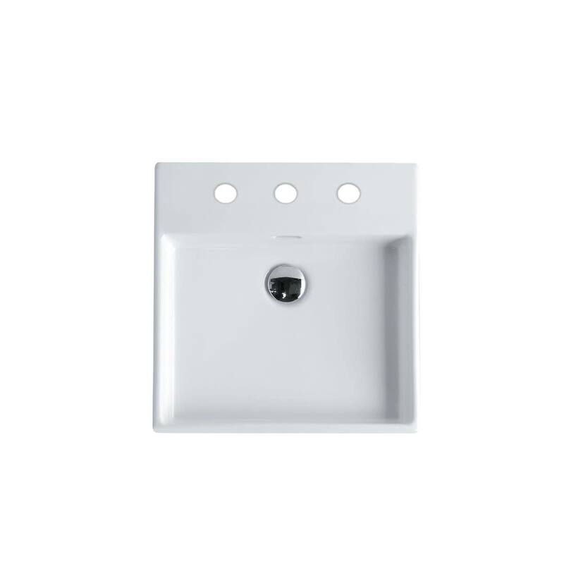 WS Bath Collections 18" Ceramic Wall Mounted Bathroom Sink with Three