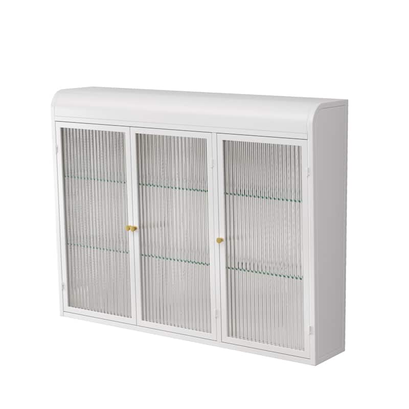 3 Door Arched Wall Mounted Glass Cabinet