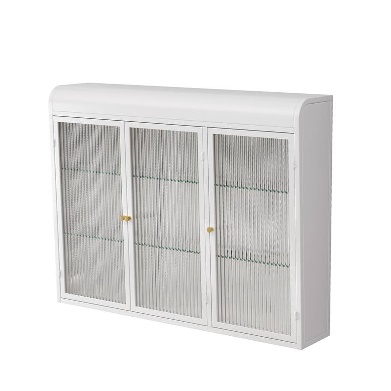 3 Door Arched Wall Mounted Glass Cabinets