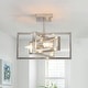 preview thumbnail 2 of 24, Modern Semi Flush Mount Ceiling Light, 3-Light Geometric Square Close to Ceiling Light Fixture for Hallway Foyer Bedroom Silver