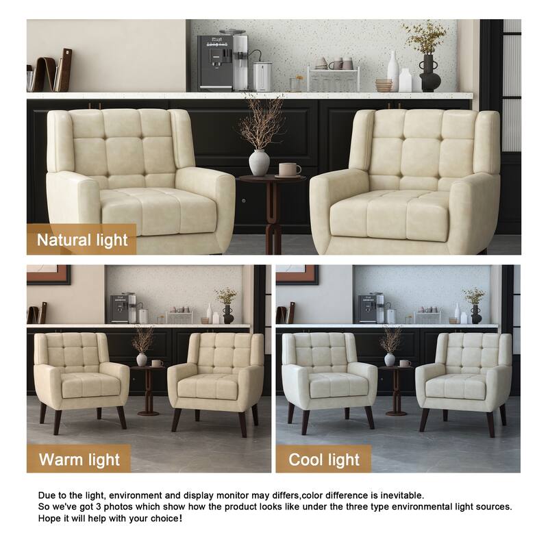 Set of 2 Tufted Upholstered Accent Armchair