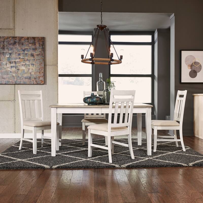 Summerville Soft White Wash Wire Brushed Gray 5 Piece Rectangular Table Set - Soft White