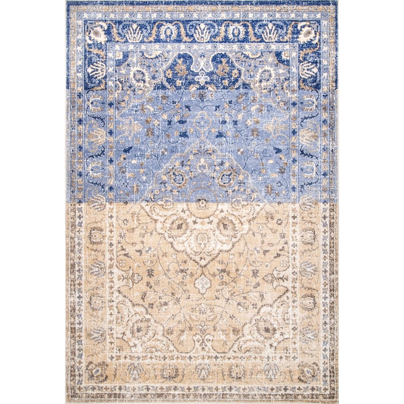 Nuloom Transitional Majectic Double Tone Medallion Floral Border Area Rug