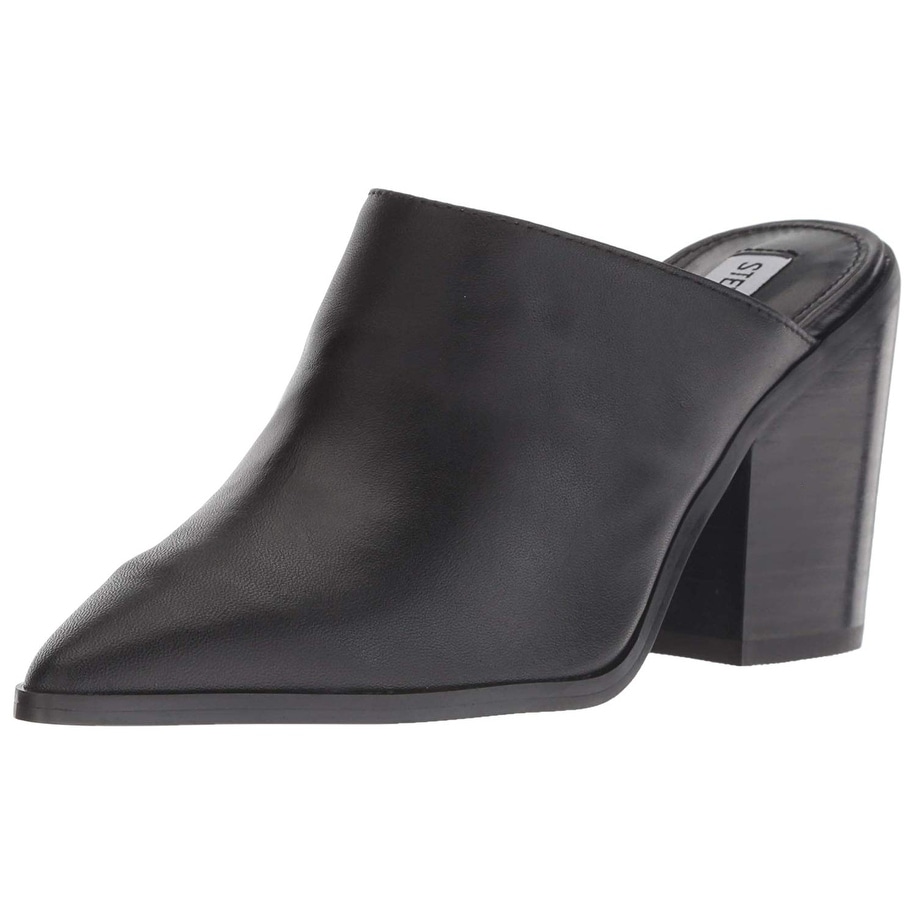 black pointed toe mules